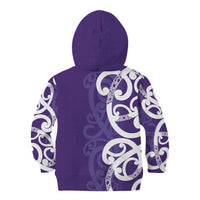 Violet Green Maori Kid Hoodie Koru Kowhaiwhai LT7 - Polynesian Pride