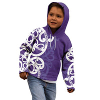 Violet Green Maori Kid Hoodie Koru Kowhaiwhai LT7 - Polynesian Pride
