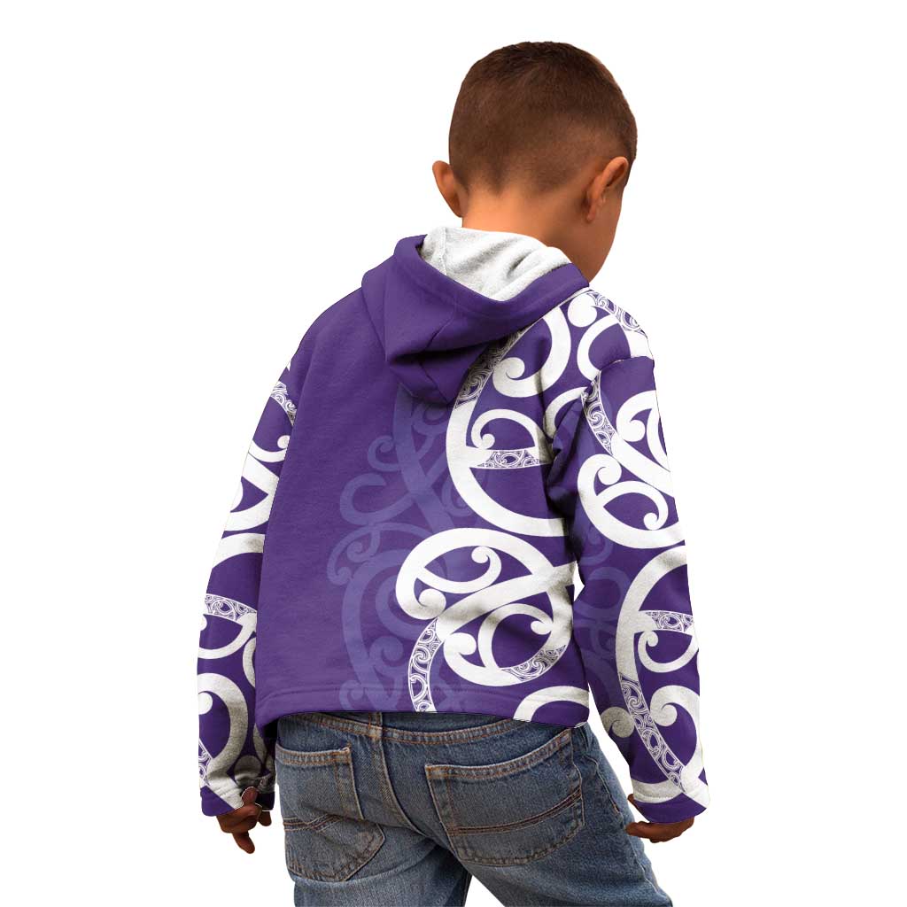 Violet Green Maori Kid Hoodie Koru Kowhaiwhai LT7 - Polynesian Pride