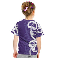 Violet Green Maori Kid T Shirt Koru Kowhaiwhai LT7 - Polynesian Pride