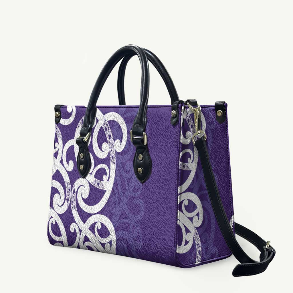 Violet Green Maori Leather Bag Koru Kowhaiwhai - Polynesian Pride