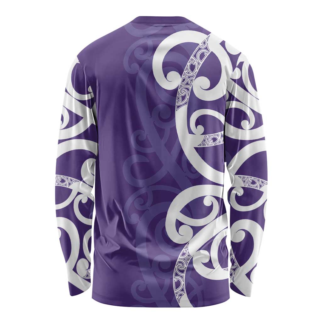 Violet Green Maori Long Sleeve Shirt Koru Kowhaiwhai LT7 - Polynesian Pride