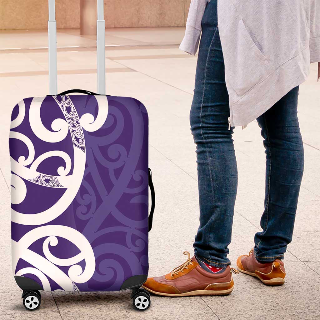 Violet Green Maori Luggage Cover Koru Kowhaiwhai - Polynesian Pride