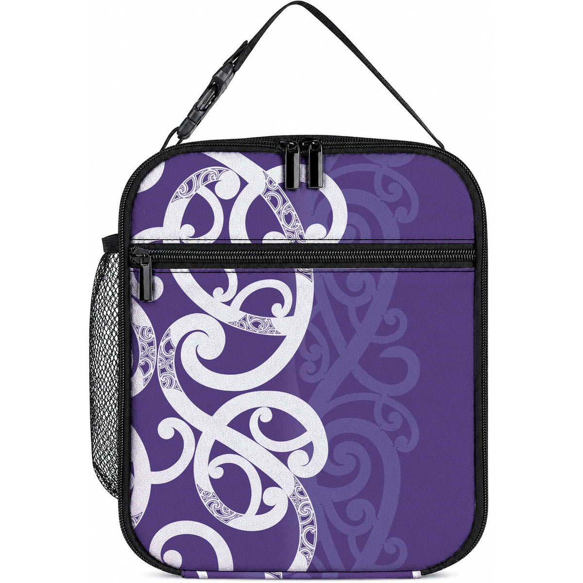 Violet Green Maori Lunch Bag Koru Kowhaiwhai LT7 10.2 × 8.3 × 4.3 inch Violet - Polynesian Pride