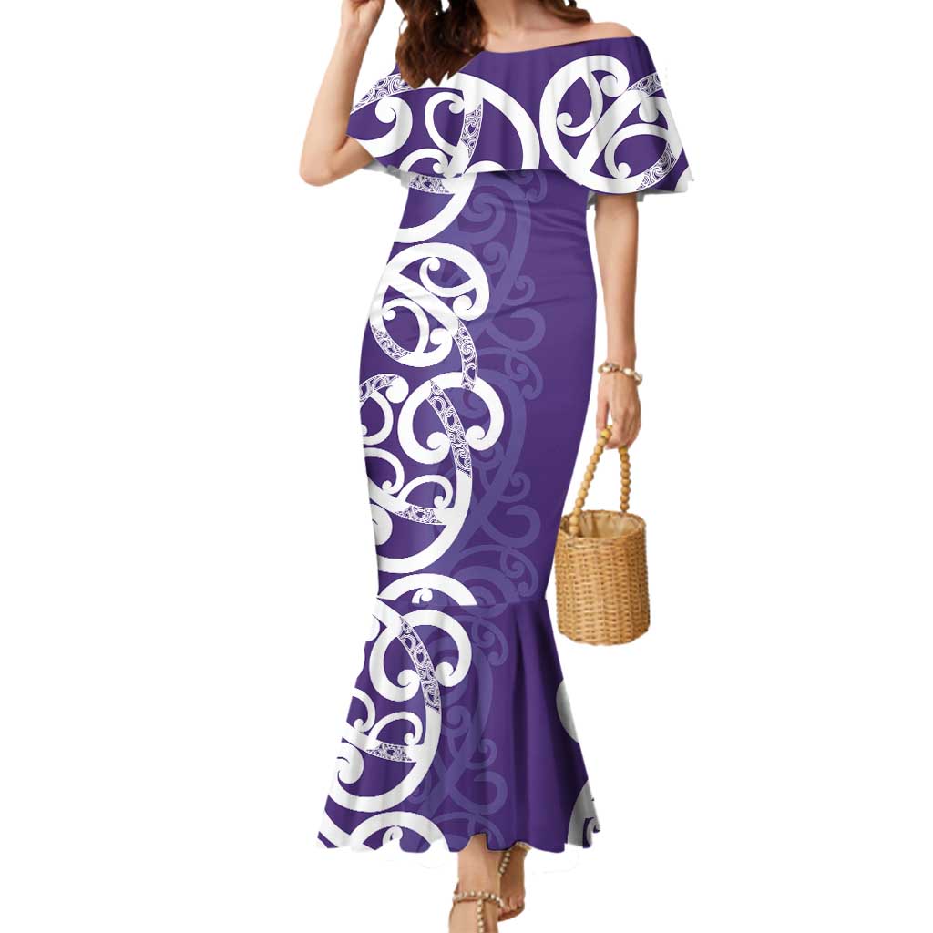 Violet Green Maori Mermaid Dress Koru Kowhaiwhai LT7 Women Violet - Polynesian Pride