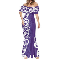 Violet Green Maori Mermaid Dress Koru Kowhaiwhai LT7 - Polynesian Pride