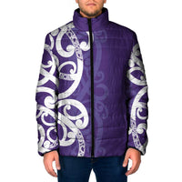 Violet Green Maori Padded Jacket Koru Kowhaiwhai LT7 Men Violet - Polynesian Pride