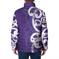 Violet Green Maori Padded Jacket Koru Kowhaiwhai LT7 - Polynesian Pride