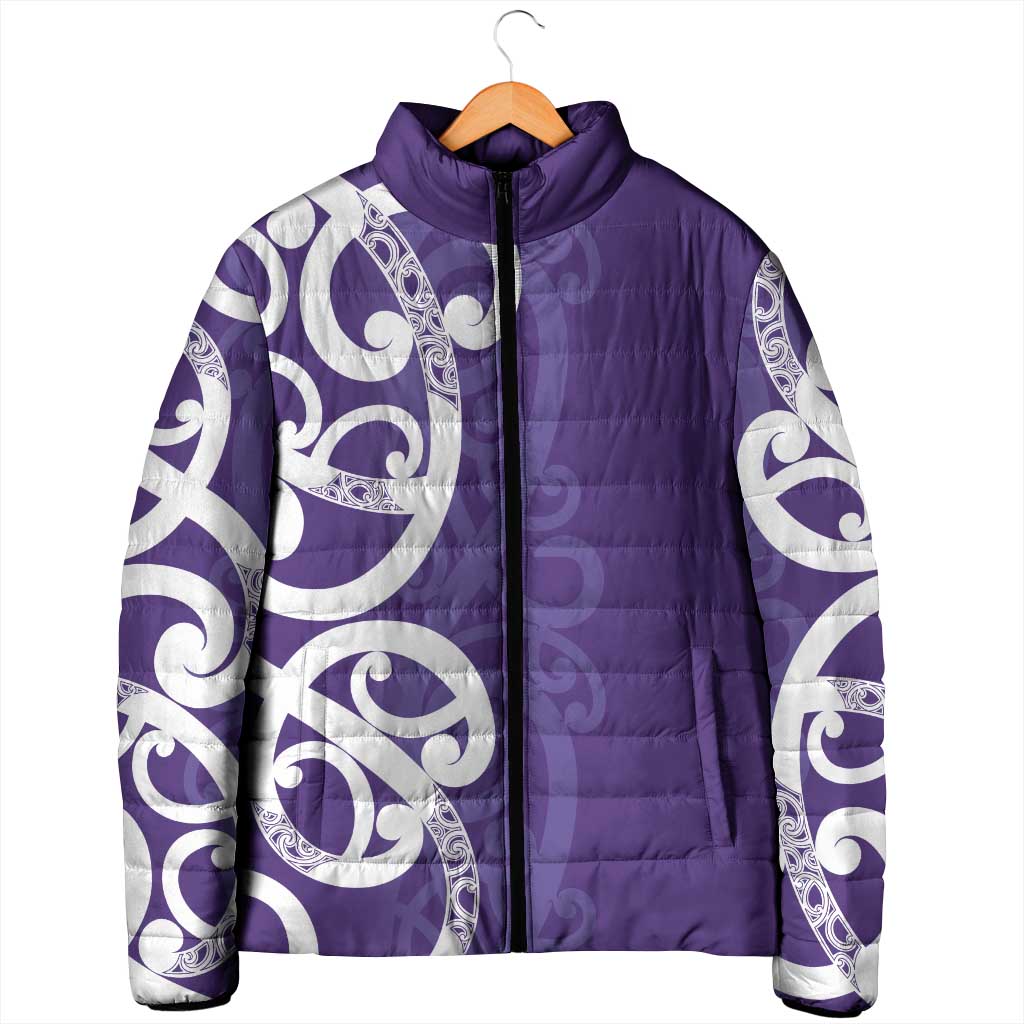 Violet Green Maori Padded Jacket Koru Kowhaiwhai LT7 - Polynesian Pride