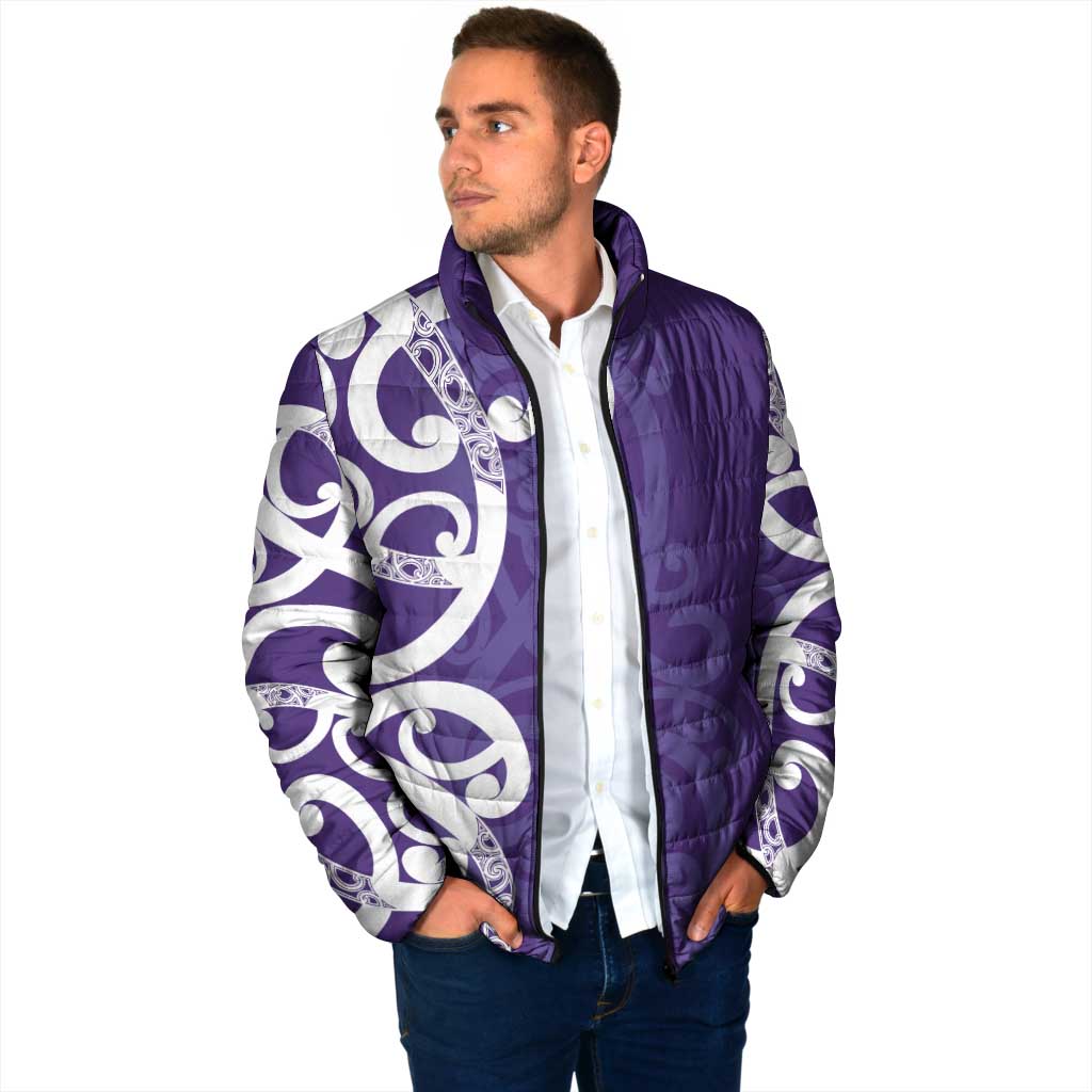 Violet Green Maori Padded Jacket Koru Kowhaiwhai LT7 - Polynesian Pride