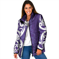Violet Green Maori Padded Jacket Koru Kowhaiwhai LT7 Women Violet - Polynesian Pride