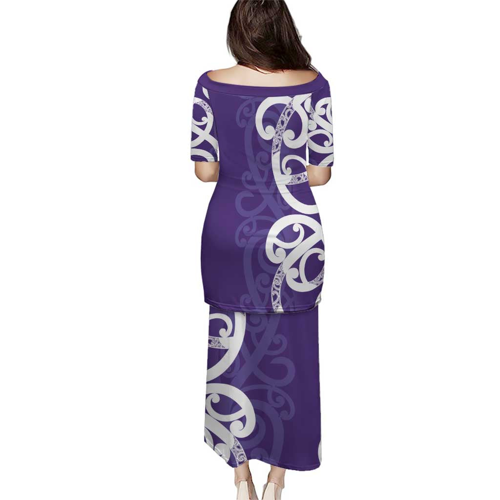 Violet Green Maori Puletasi Koru Kowhaiwhai LT7 - Polynesian Pride