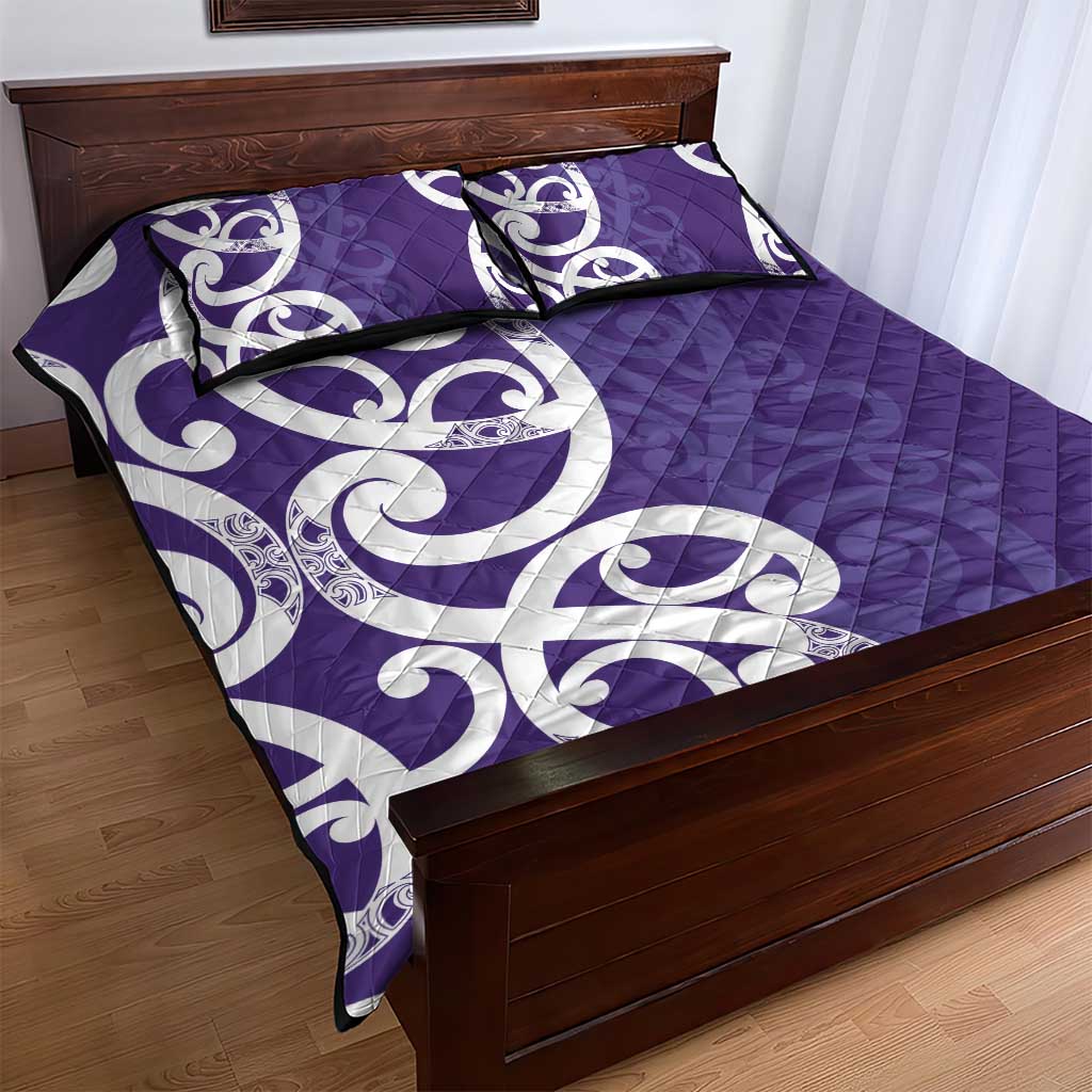 Violet Green Maori Quilt Bed Set Koru Kowhaiwhai - Polynesian Pride