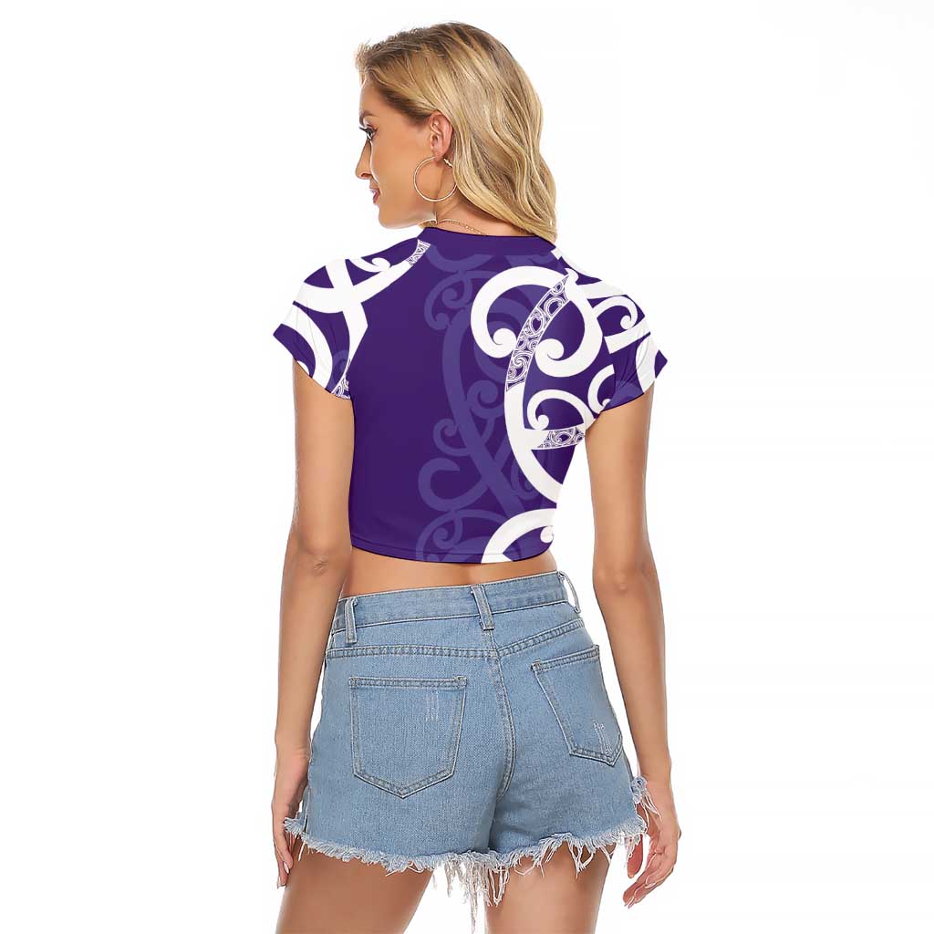 Violet Green Maori Raglan Cropped T Shirt Koru Kowhaiwhai LT7 - Polynesian Pride