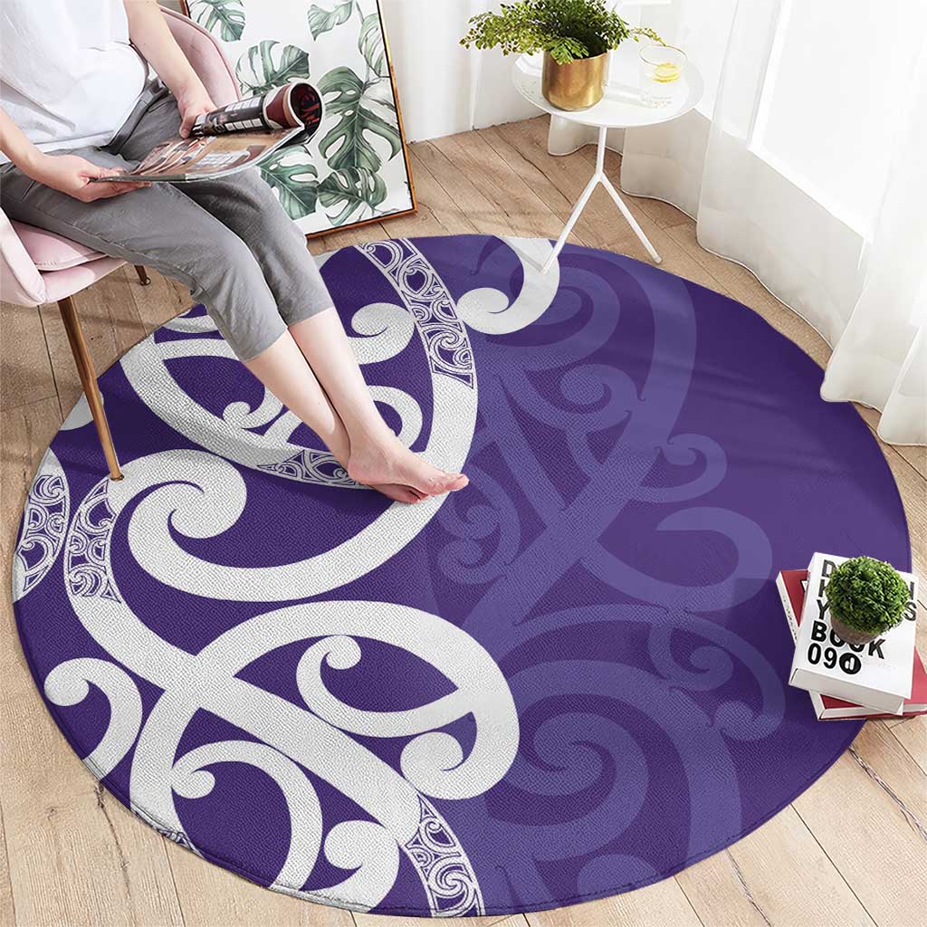 Violet Green Maori Round Carpet Koru Kowhaiwhai LT7 - Polynesian Pride