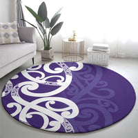 Violet Green Maori Round Carpet Koru Kowhaiwhai LT7 - Polynesian Pride