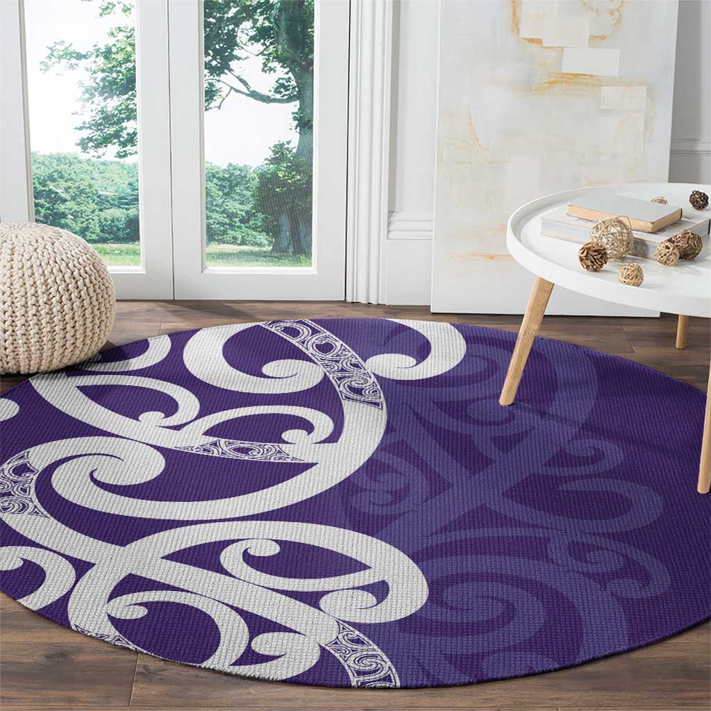 Violet Green Maori Round Carpet Koru Kowhaiwhai LT7 - Polynesian Pride
