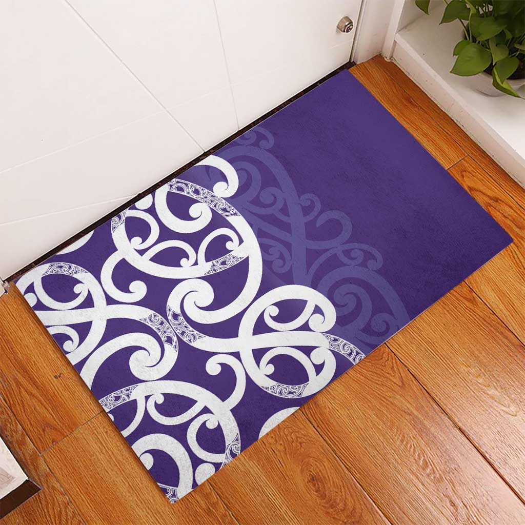 Violet Green Maori Rubber Doormat Koru Kowhaiwhai LT7 - Polynesian Pride