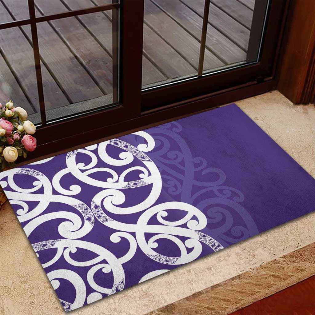 Violet Green Maori Rubber Doormat Koru Kowhaiwhai LT7 - Polynesian Pride