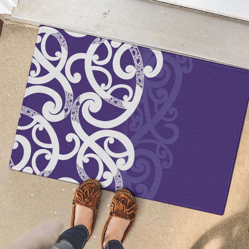 Violet Green Maori Rubber Doormat Koru Kowhaiwhai LT7 - Polynesian Pride