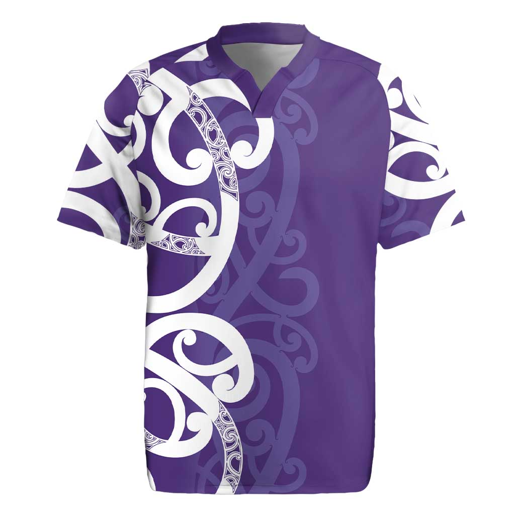 Violet Green Maori Rugby Jersey Koru Kowhaiwhai LT7 Violet - Polynesian Pride