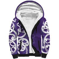 Violet Green Maori Sherpa Hoodie Koru Kowhaiwhai - Polynesian Pride