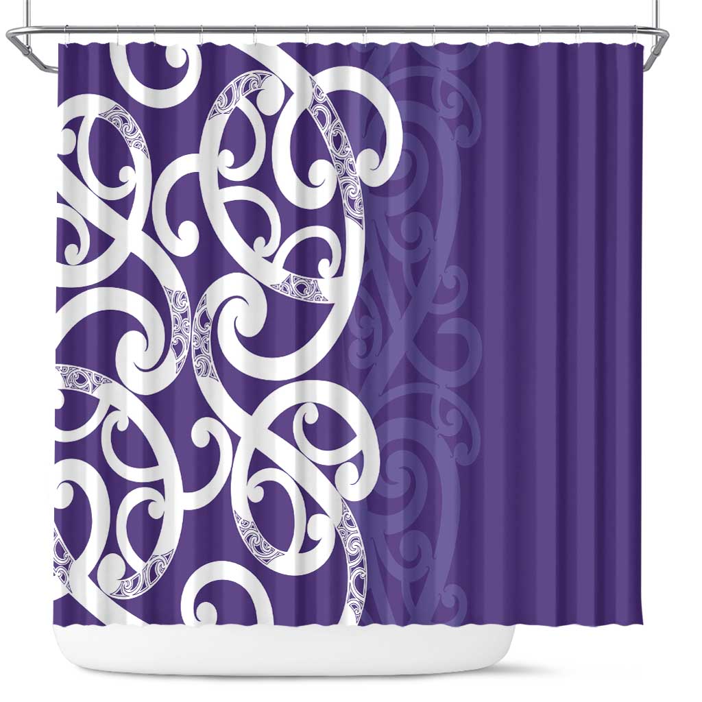 Violet Green Maori Shower Curtain Koru Kowhaiwhai LT7 Violet - Polynesian Pride