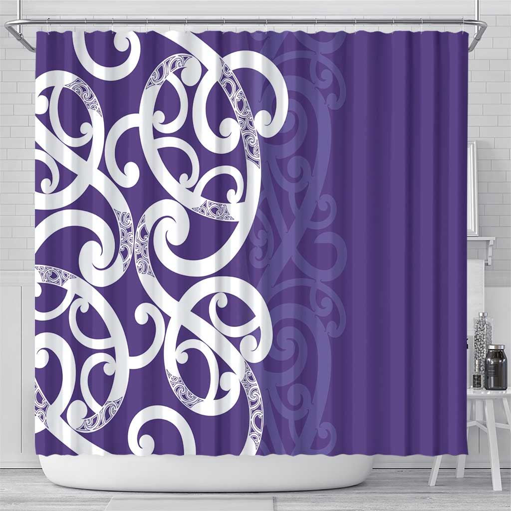 Violet Green Maori Shower Curtain Koru Kowhaiwhai LT7 - Polynesian Pride