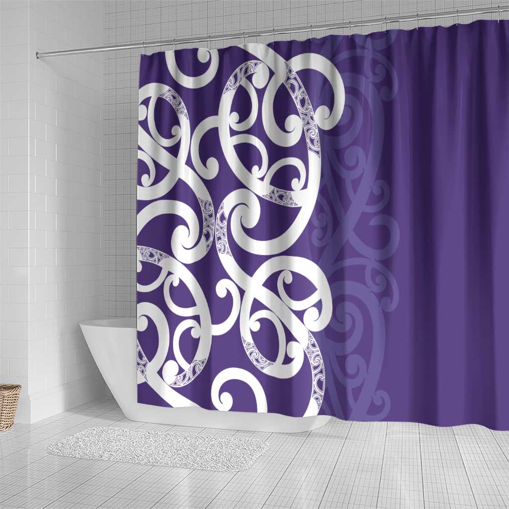 Violet Green Maori Shower Curtain Koru Kowhaiwhai LT7 - Polynesian Pride