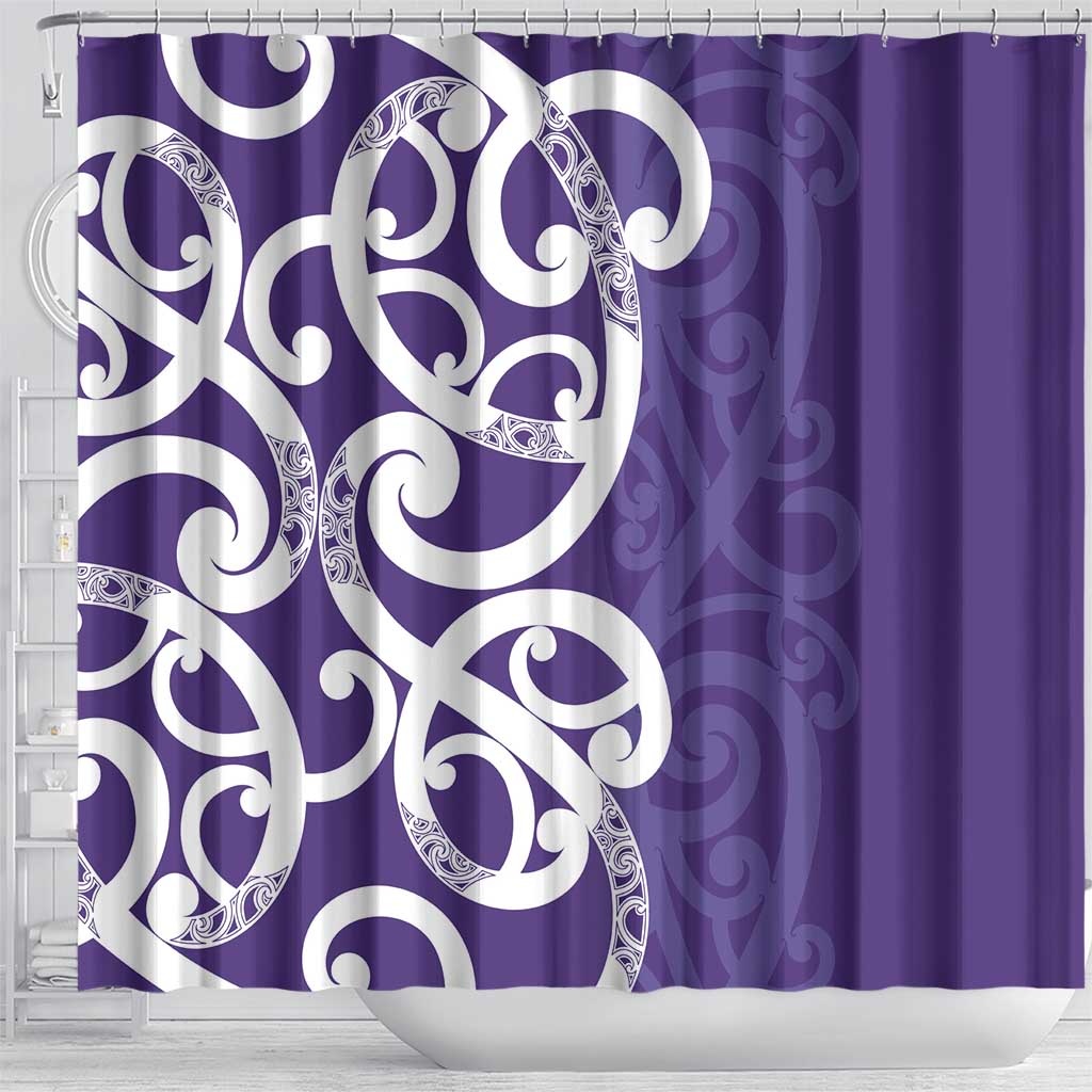 Violet Green Maori Shower Curtain Koru Kowhaiwhai LT7 - Polynesian Pride