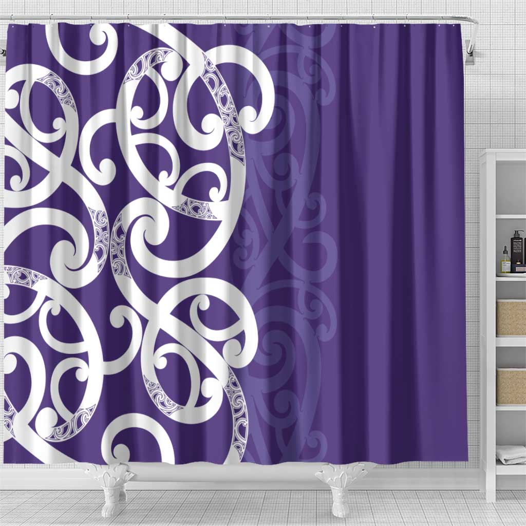 Violet Green Maori Shower Curtain Koru Kowhaiwhai LT7 - Polynesian Pride