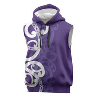 Violet Green Maori Sleeveless Hoodie Koru Kowhaiwhai LT7 Violet - Polynesian Pride