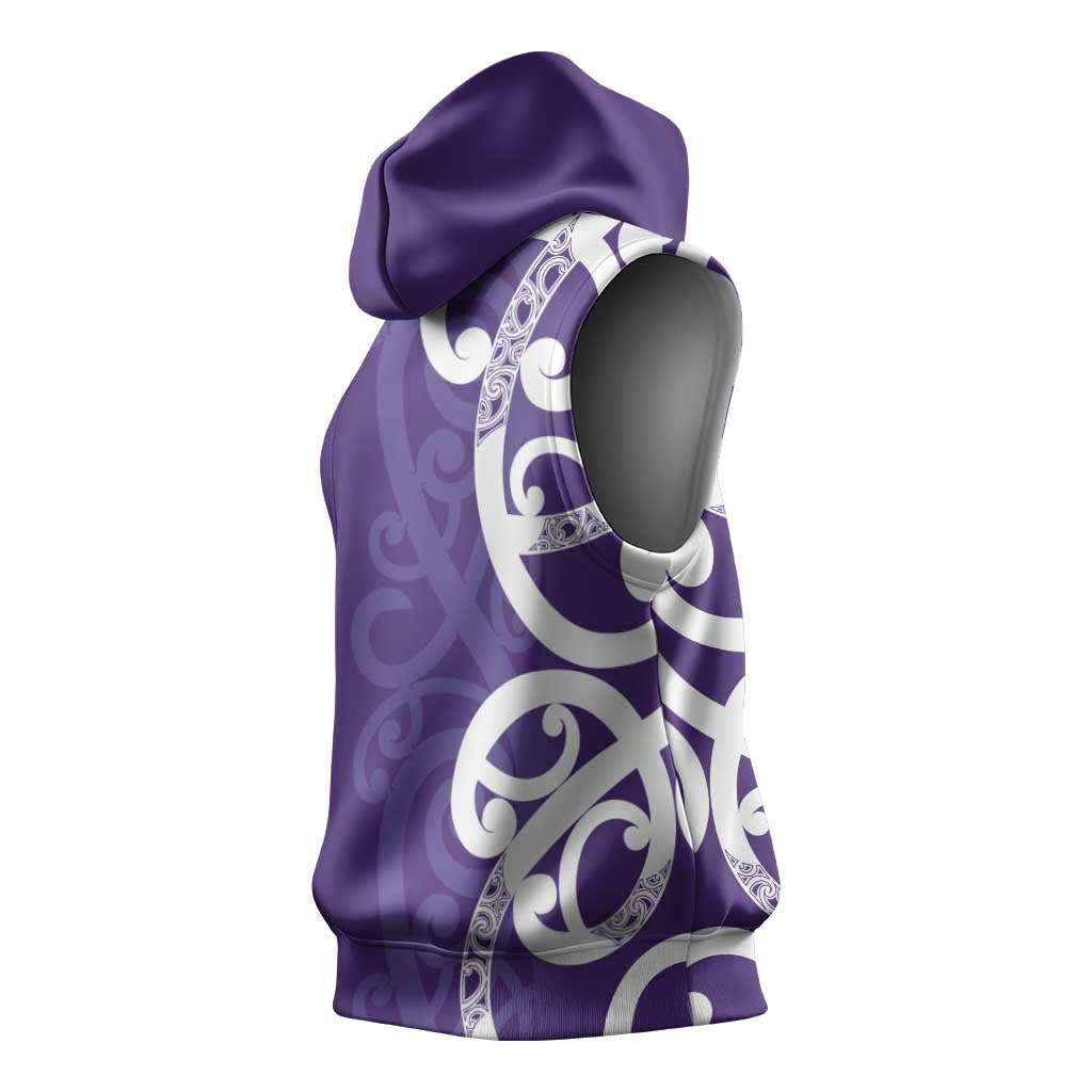 Violet Green Maori Sleeveless Hoodie Koru Kowhaiwhai LT7 - Polynesian Pride