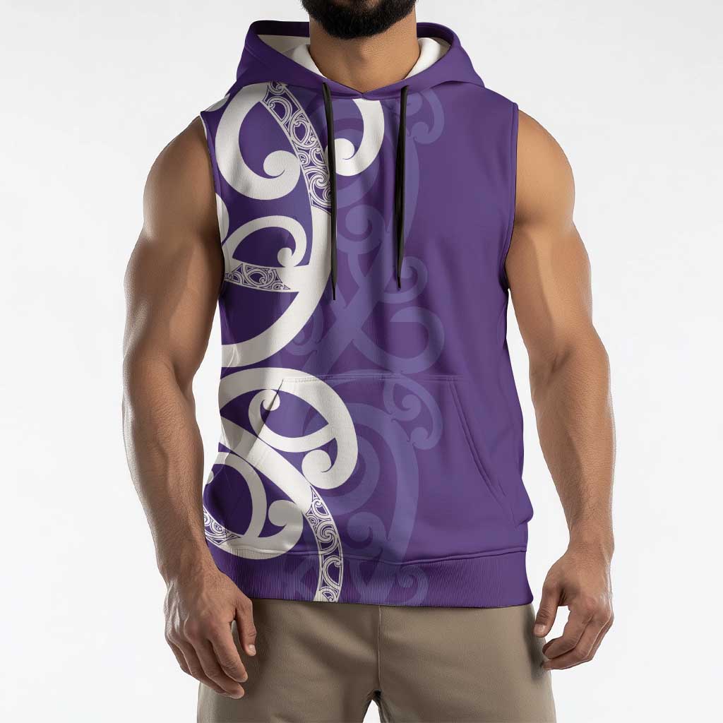 Violet Green Maori Sleeveless Hoodie Koru Kowhaiwhai LT7 - Polynesian Pride