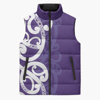 Violet Green Maori Sleeveless Puffer Jacket Koru Kowhaiwhai LT7 Unisex Violet - Polynesian Pride