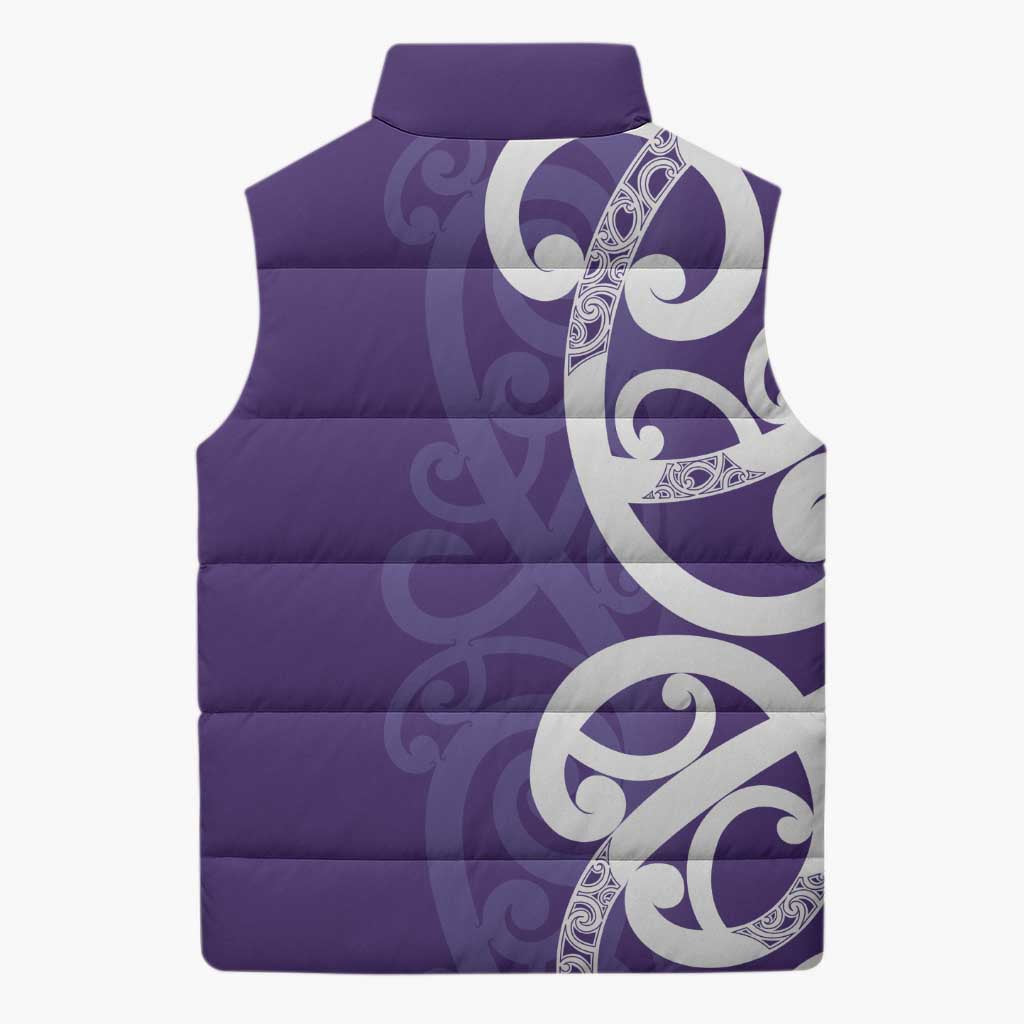 Violet Green Maori Sleeveless Puffer Jacket Koru Kowhaiwhai LT7 - Polynesian Pride