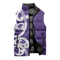 Violet Green Maori Sleeveless Puffer Jacket Koru Kowhaiwhai LT7 - Polynesian Pride