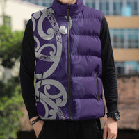 Violet Green Maori Sleeveless Puffer Jacket Koru Kowhaiwhai LT7 - Polynesian Pride