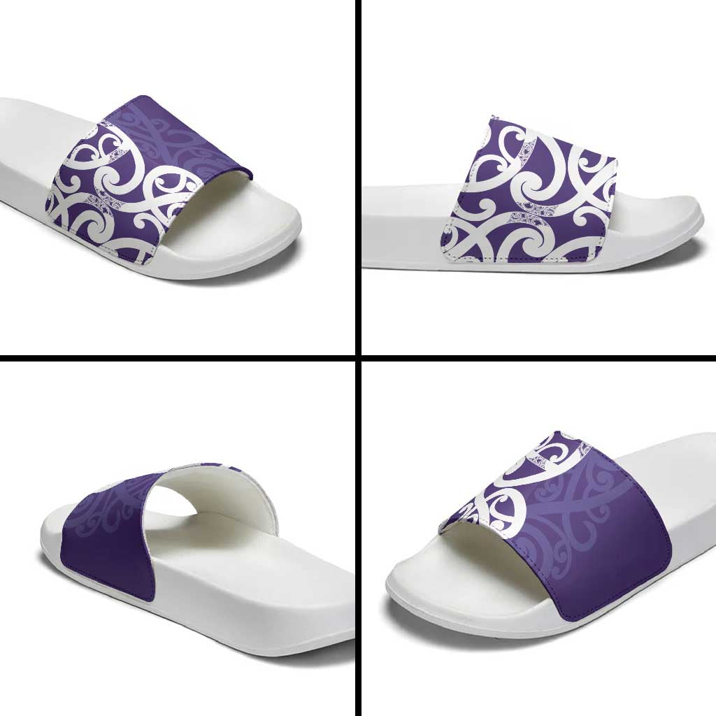 Violet Green Maori Slide Sandals Koru Kowhaiwhai - Polynesian Pride