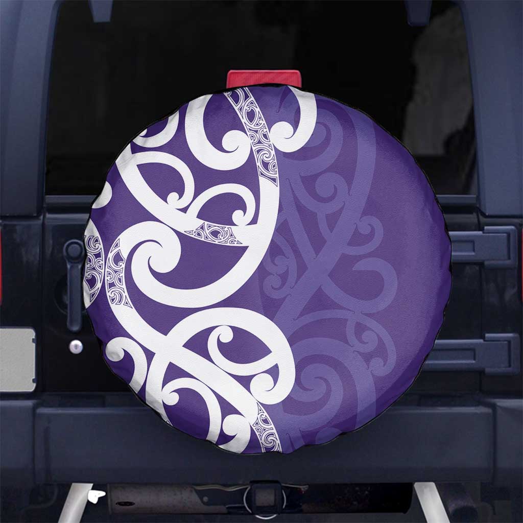 Violet Green Maori Spare Tire Cover Koru Kowhaiwhai LT7 No hole Violet - Polynesian Pride