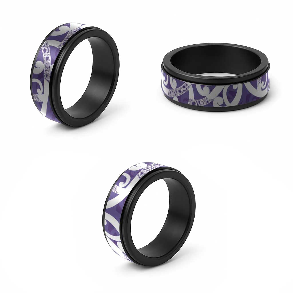 Violet Green Maori Spinner Ring Koru Kowhaiwhai LT7 - Polynesian Pride