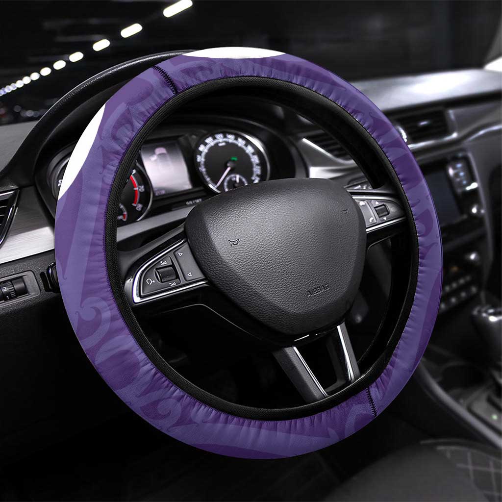 Violet Green Maori Steering Wheel Cover Koru Kowhaiwhai LT7 Universal Fit Violet - Polynesian Pride