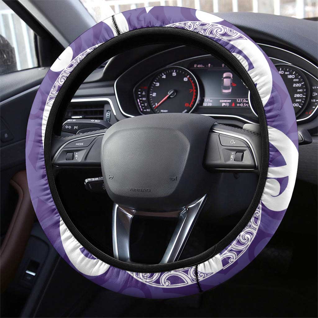 Violet Green Maori Steering Wheel Cover Koru Kowhaiwhai LT7 - Polynesian Pride