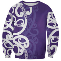 Violet Green Maori Sweatshirt Koru Kowhaiwhai LT7 Unisex Violet - Polynesian Pride