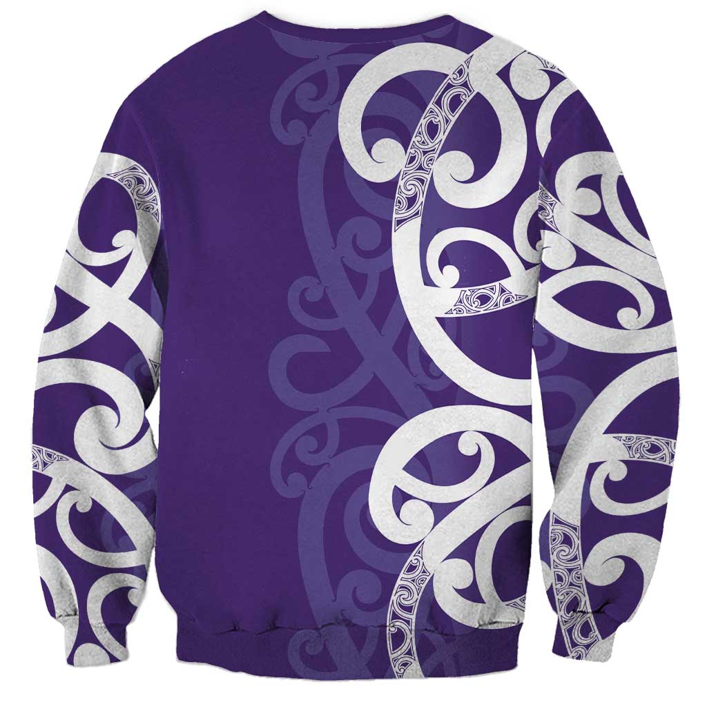 Violet Green Maori Sweatshirt Koru Kowhaiwhai LT7 - Polynesian Pride