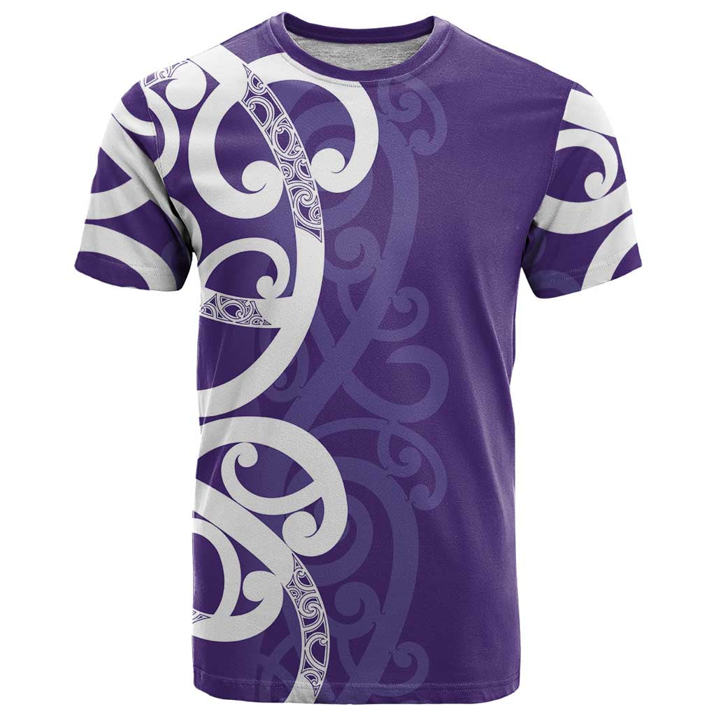 Violet Green Maori T Shirt Koru Kowhaiwhai - Polynesian Pride