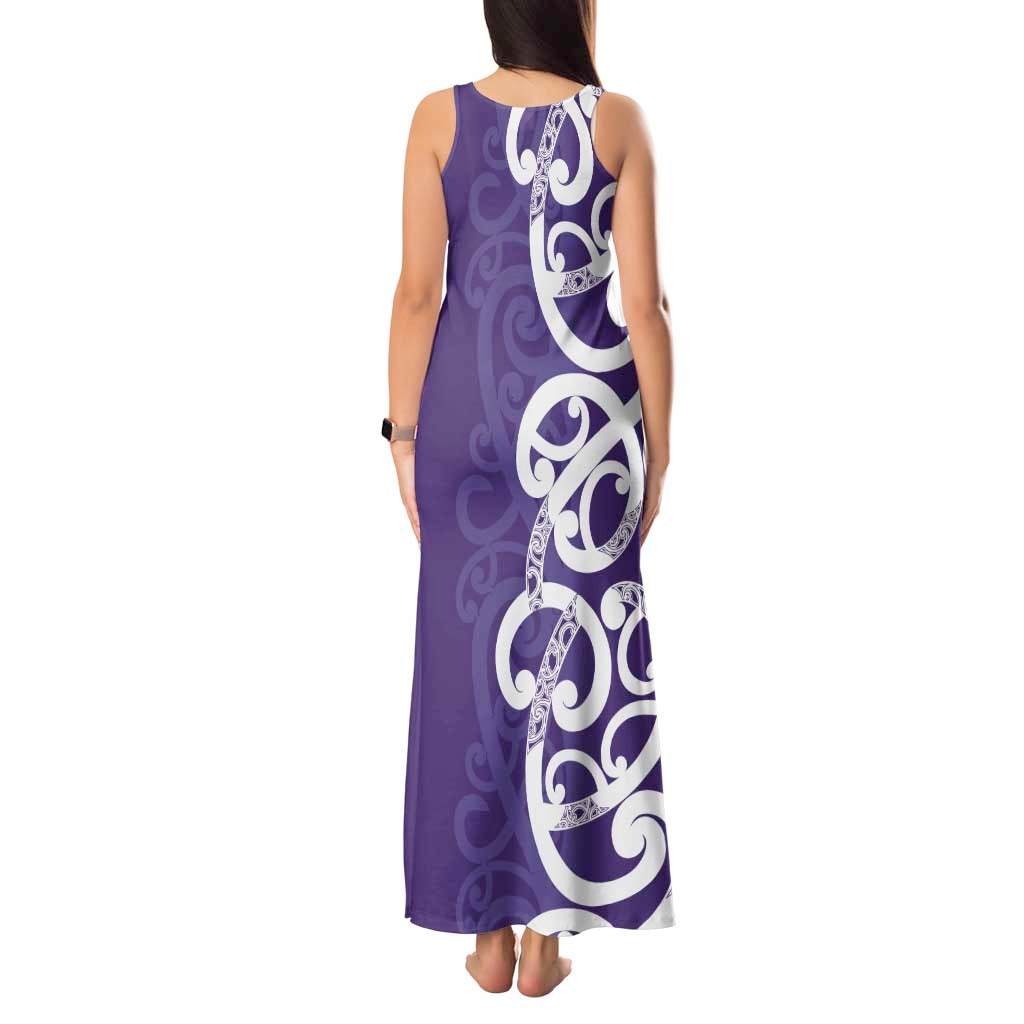 Violet Green Maori Tank Maxi Dress Koru Kowhaiwhai LT7 - Polynesian Pride