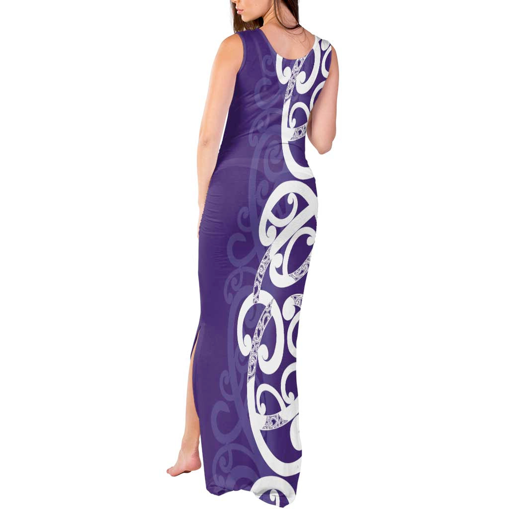 Violet Green Maori Tank Maxi Dress Koru Kowhaiwhai LT7 - Polynesian Pride