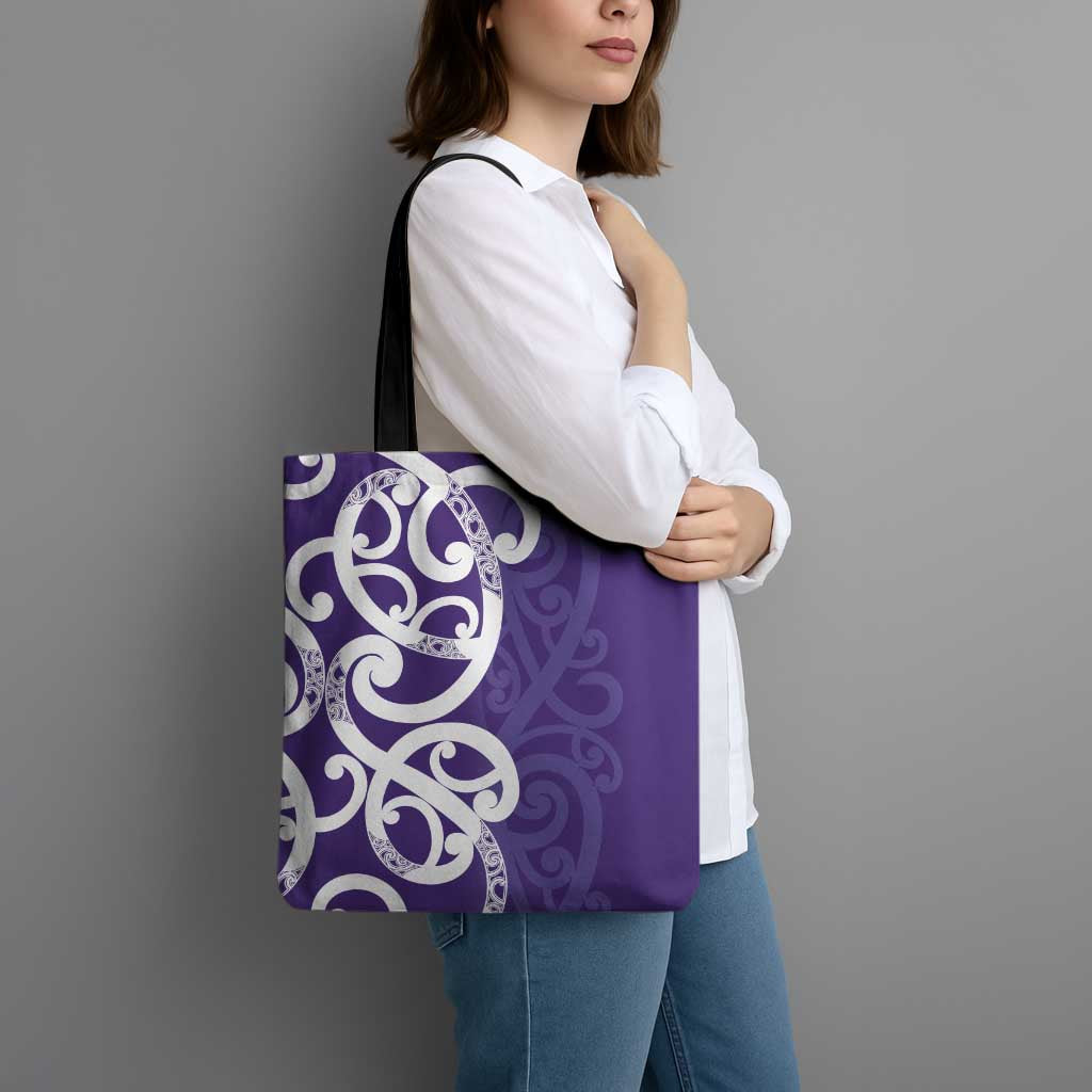 Violet Green Maori Tote Bag Koru Kowhaiwhai - Polynesian Pride