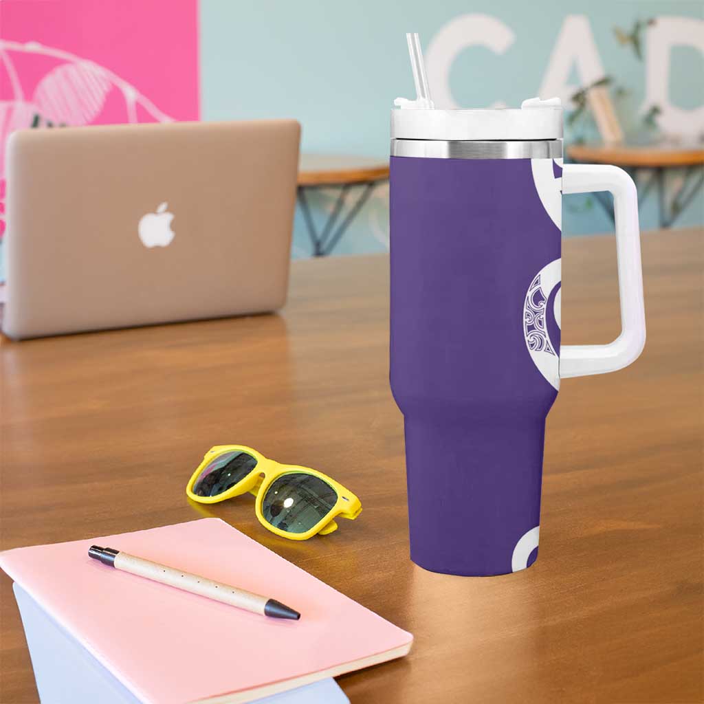 Violet Green Maori Tumbler With Handle Koru Kowhaiwhai - Polynesian Pride